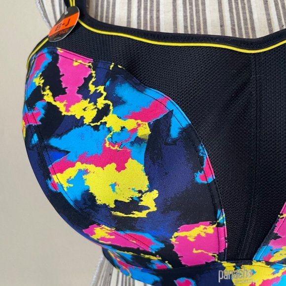 New Panache High Impact Wired Padded Sports Bra Mesh Colorful Size 40GG - Picture 3 of 11